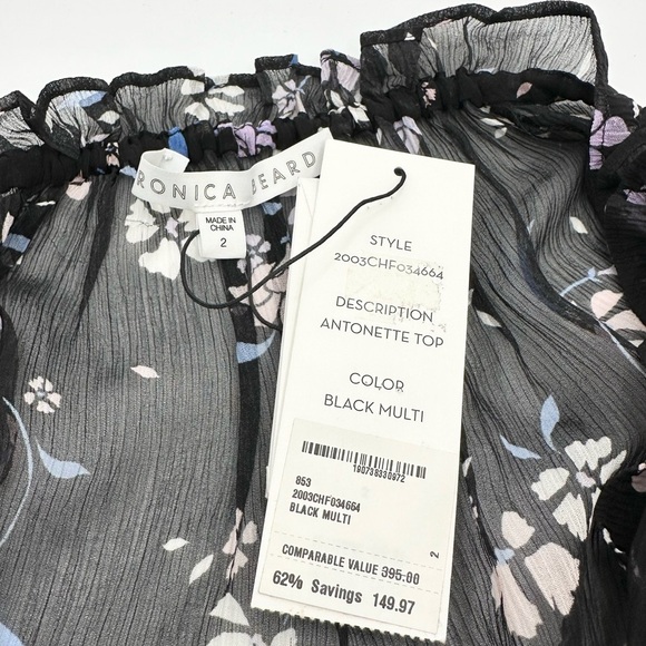 Veronica Beard Antonette Top in Black - Picture 15 of 15